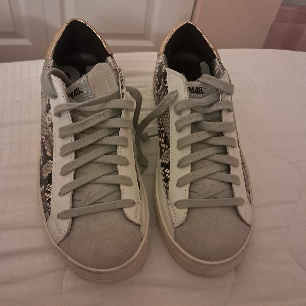 P448 Sneakers Women's 37 7 John Picasso Leather Patchwork Snakeskin Designer